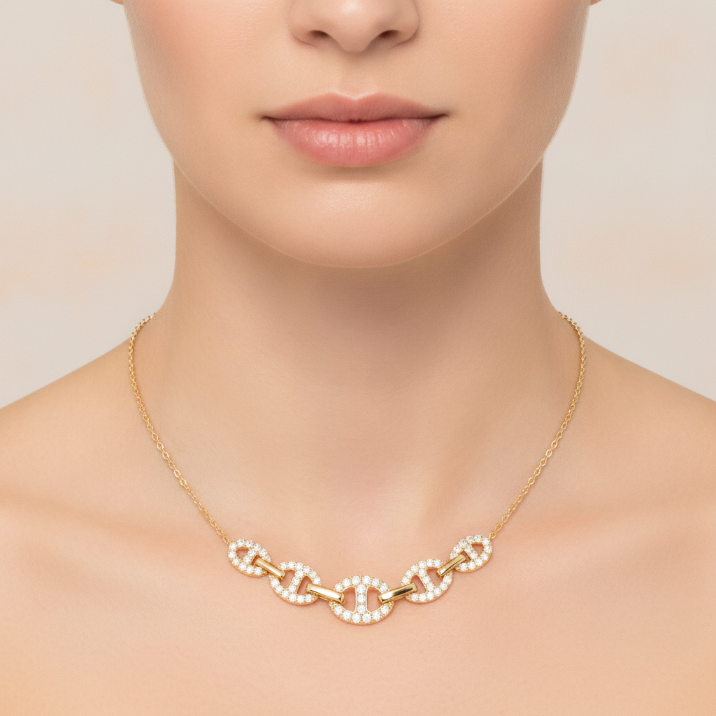 NT404258. 14K Solid Gold Diamond Fancy Necklace