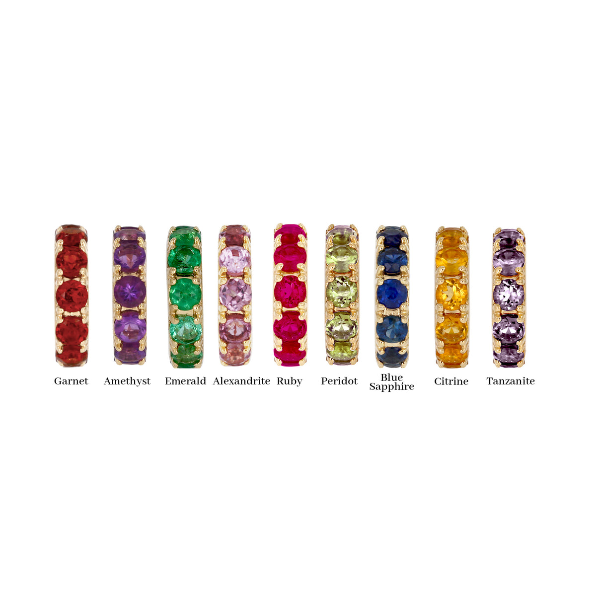 CMZ00096. 14K Solid Gold Gemstone Round Ring Slider