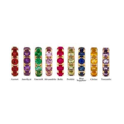 CMZ00096. 14K Solid Gold Gemstone Round Ring Slider