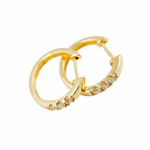 Load image into Gallery viewer, EHD56010. 14K Solid Gold Diamond Hoop Earrings