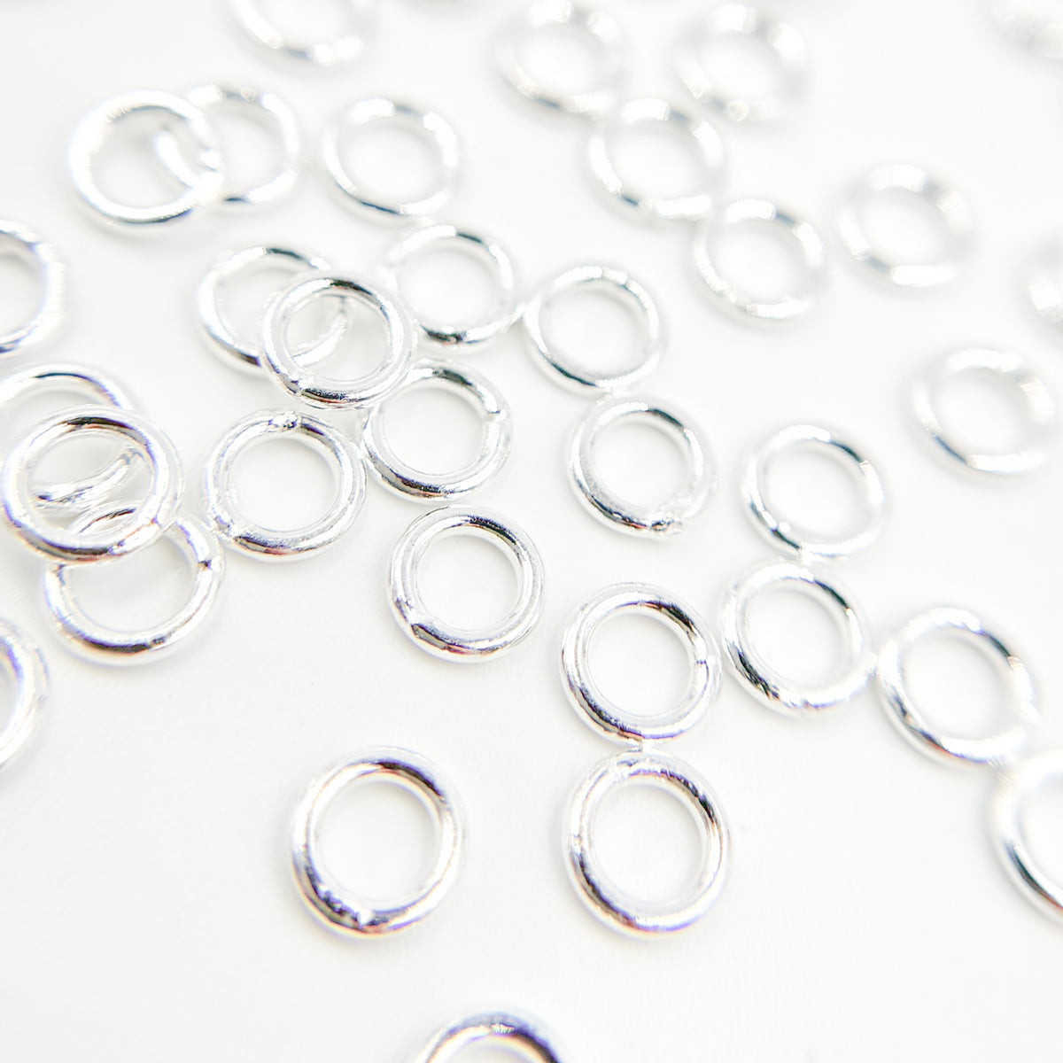 White Sterling Silver Close Jump Rings