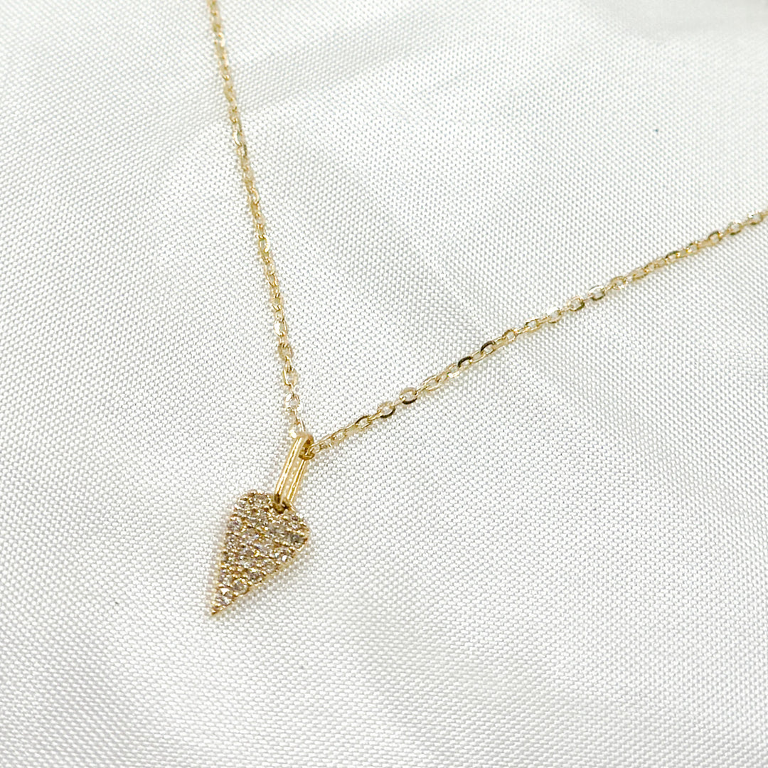 14K Solid Gold Heart Shape Diamond Necklace. PHE38753