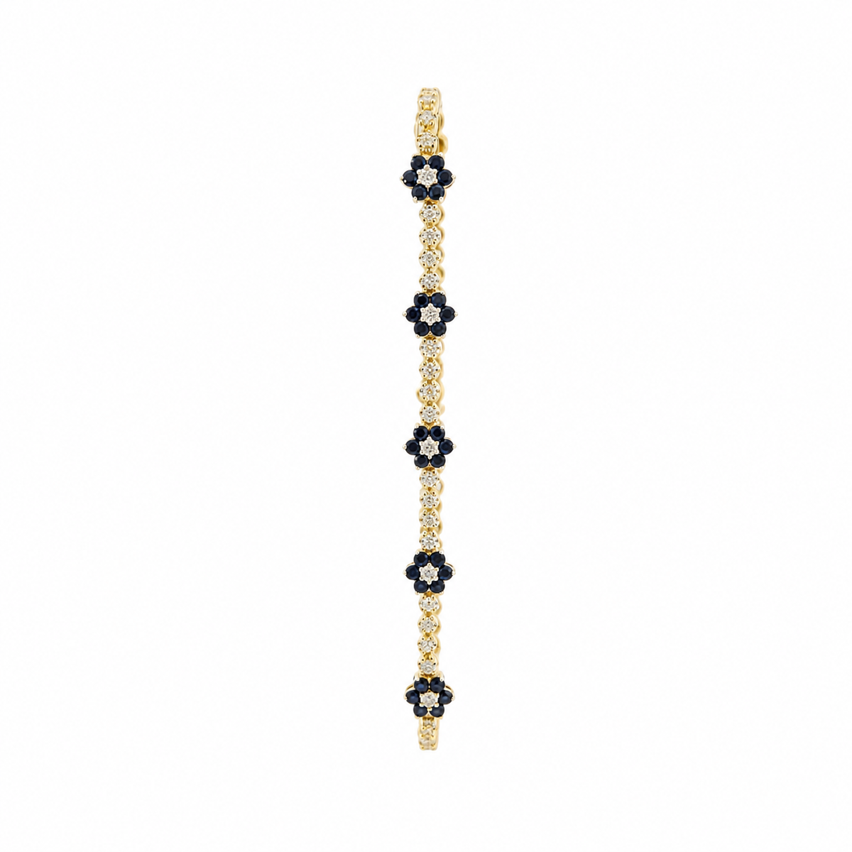 BR402699. 14k Solid Gold Diamond and Gemstone Fancy Flower Bracelet