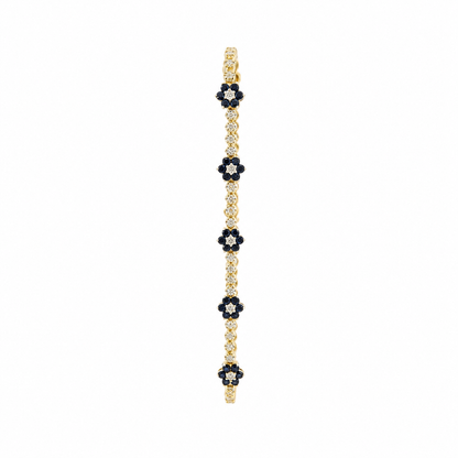 BR402699. 14k Solid Gold Diamond and Gemstone Fancy Flower Bracelet