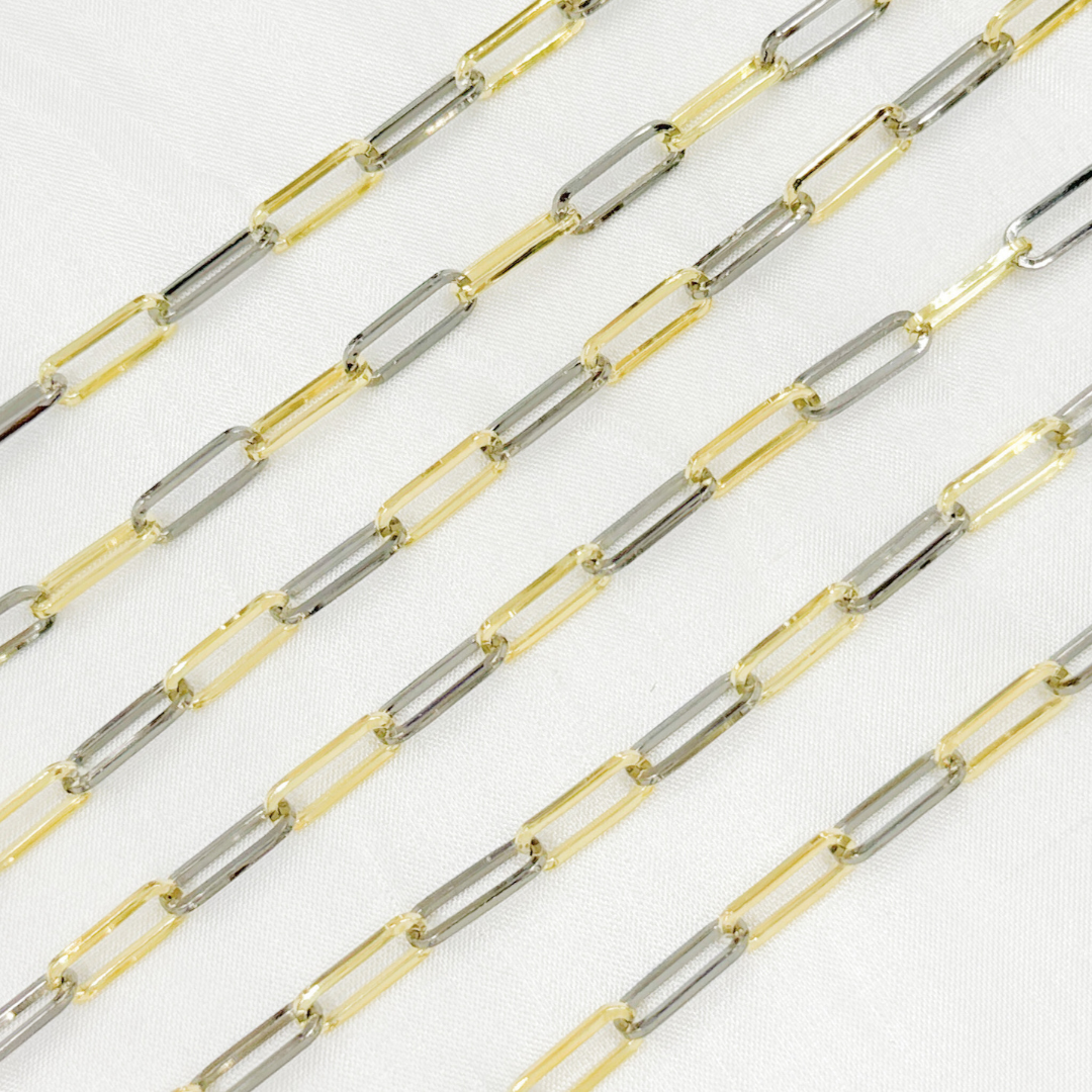 Gold Plated & Black Rhodium Flat Paperclip Chain