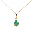 Load image into Gallery viewer, CMA00343EM. 14K Solid Gold Drop-Shaped Emerald and Diamond Charm