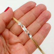 Sterling and Gold Plated Flat Wheat Necklace