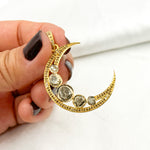 Load image into Gallery viewer, DP104. Diamond Sterling Silver Moon Pendant with Polki Diamond
