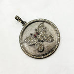 Load image into Gallery viewer, DP381. Diamond Sterling Silver Round Butterfly Pendant with Gemstone

