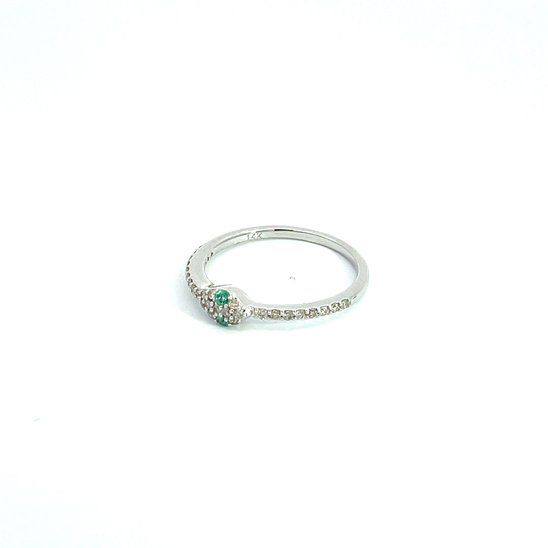 14K Solid Gold Diamond and Emerald Snake Ring. RFD17774EM