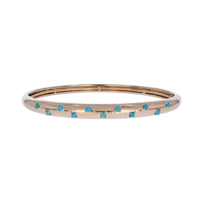 BNZ68723. 14K Solid Yellow Gold Diamond and Gemstone Bangle