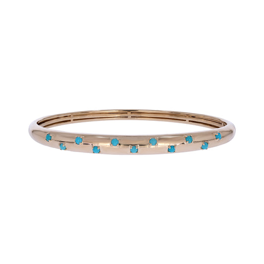 BNZ68723. 14K Solid Yellow Gold Diamond and Gemstone Bangle