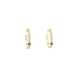 Load image into Gallery viewer, 14k Solid Gold Diamond and Emerald Hoops.  EHC56665EM
