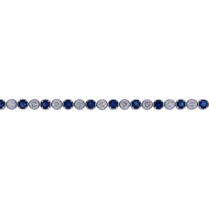 BTQ65027. 14k Solid Gold Diamond and Blue Sapphire Bracelet