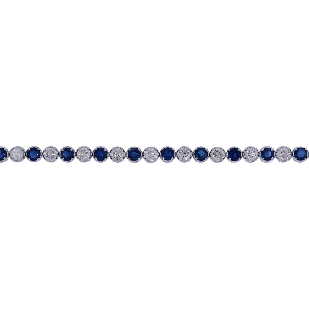 BTQ65027. 14k Solid Gold Diamond and Blue Sapphire Bracelet