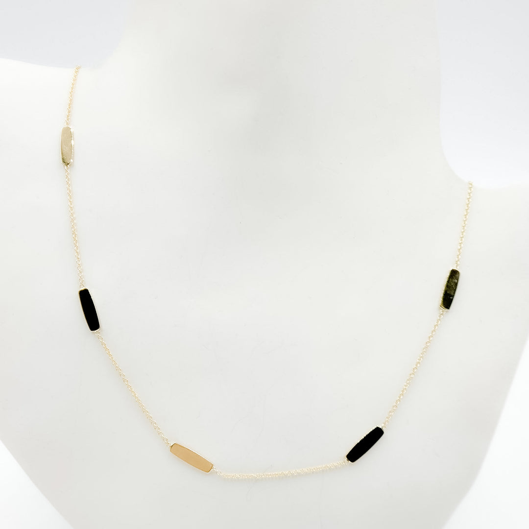 NK/BR4900. 14k Solid Yellow Gold Bars Link Necklace