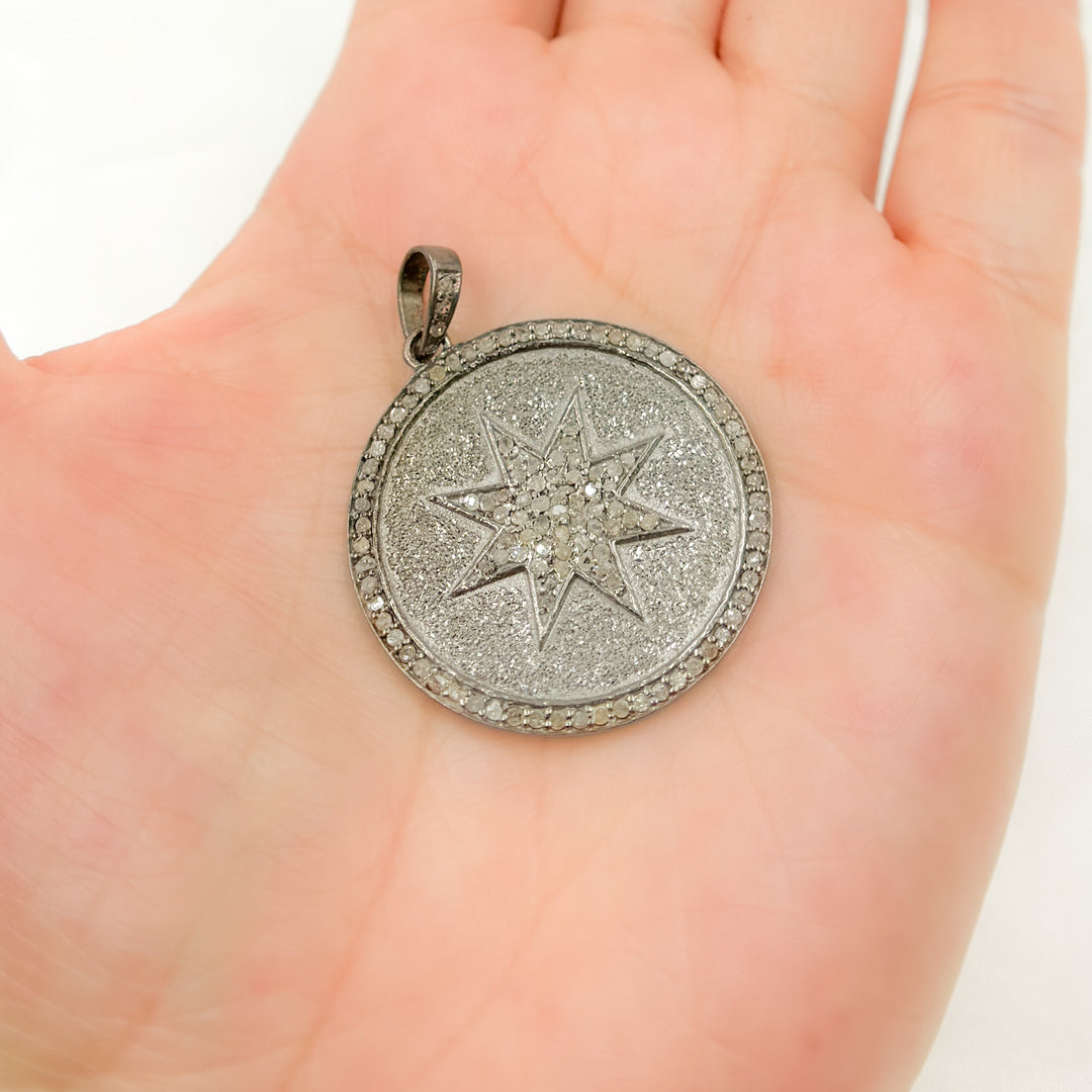 Silver Rounded Star Buy Online Diamond & Sterling Silver Round Star Pendant
