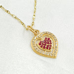 Load image into Gallery viewer, 14K Solid Gold Heart Charm with Diamond and Gemstone. GDP305
