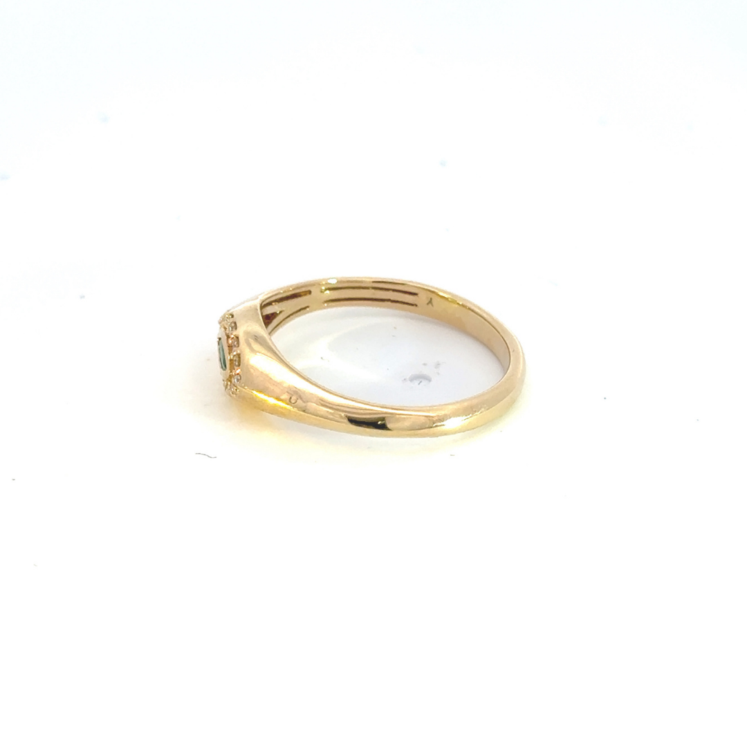 14k Solid Gold Emerald and Diamond Eye Ring. CR96335EM4X2