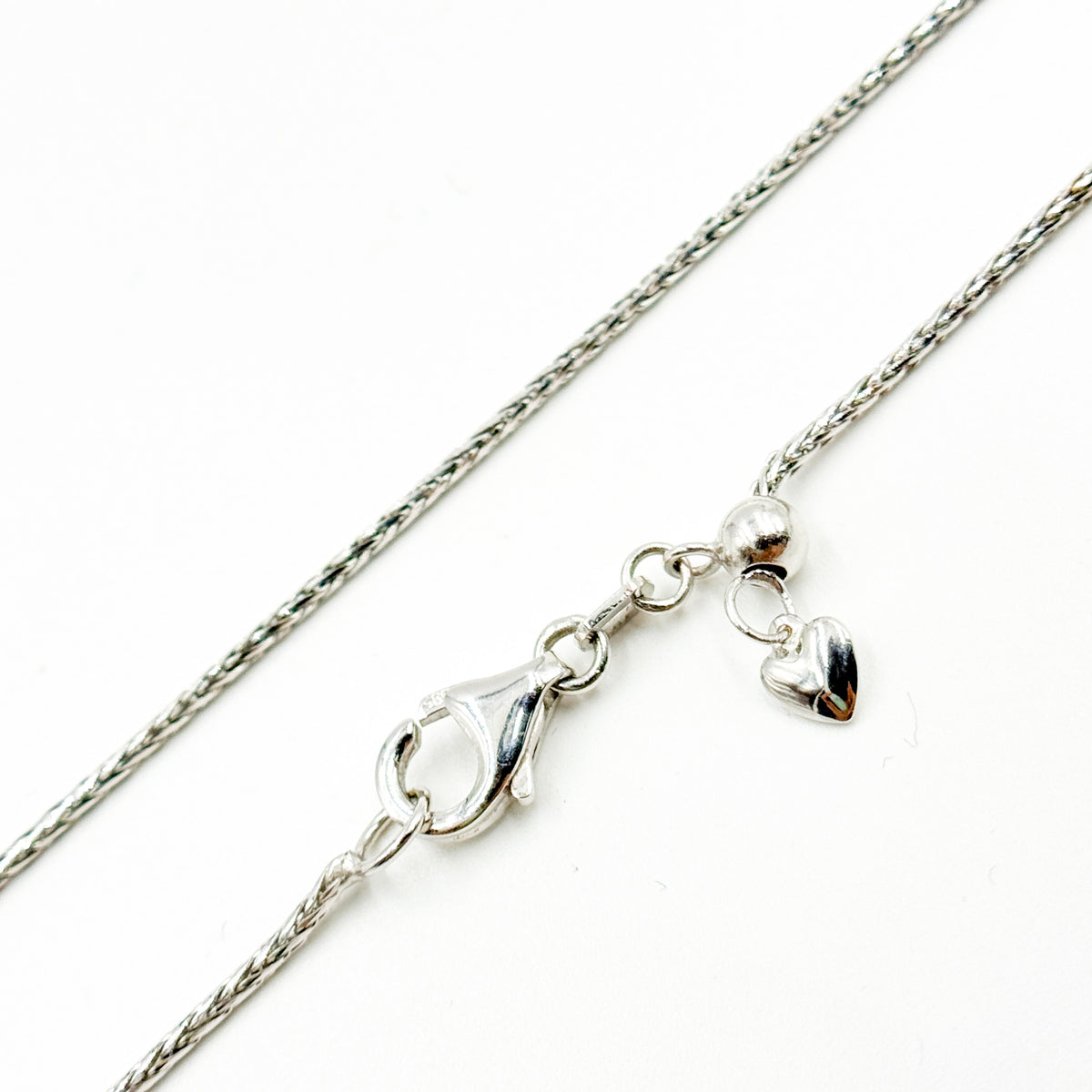 TRE005. 14k Solid White Gold Wheat Chain