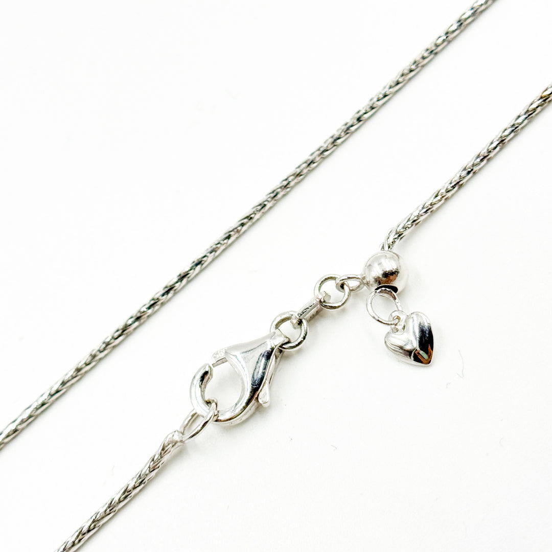 TRE005. 14k Solid White Gold Wheat Chain