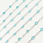 Load image into Gallery viewer, Sterling Silver Sky Blue Opal Color Enamel Chains
