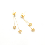 Load image into Gallery viewer, 14K Solid Gold and Diamonds Hearts Dangle Earrings. EFB51702
