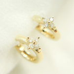 Load image into Gallery viewer, EHB56865. 14k Solid Yellow Gold Diamond Huggie Hoop Earrings