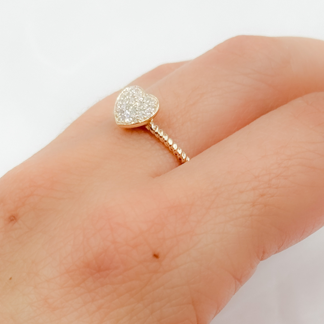 14K Solid Gold Diamond Heart Ring. RN412078