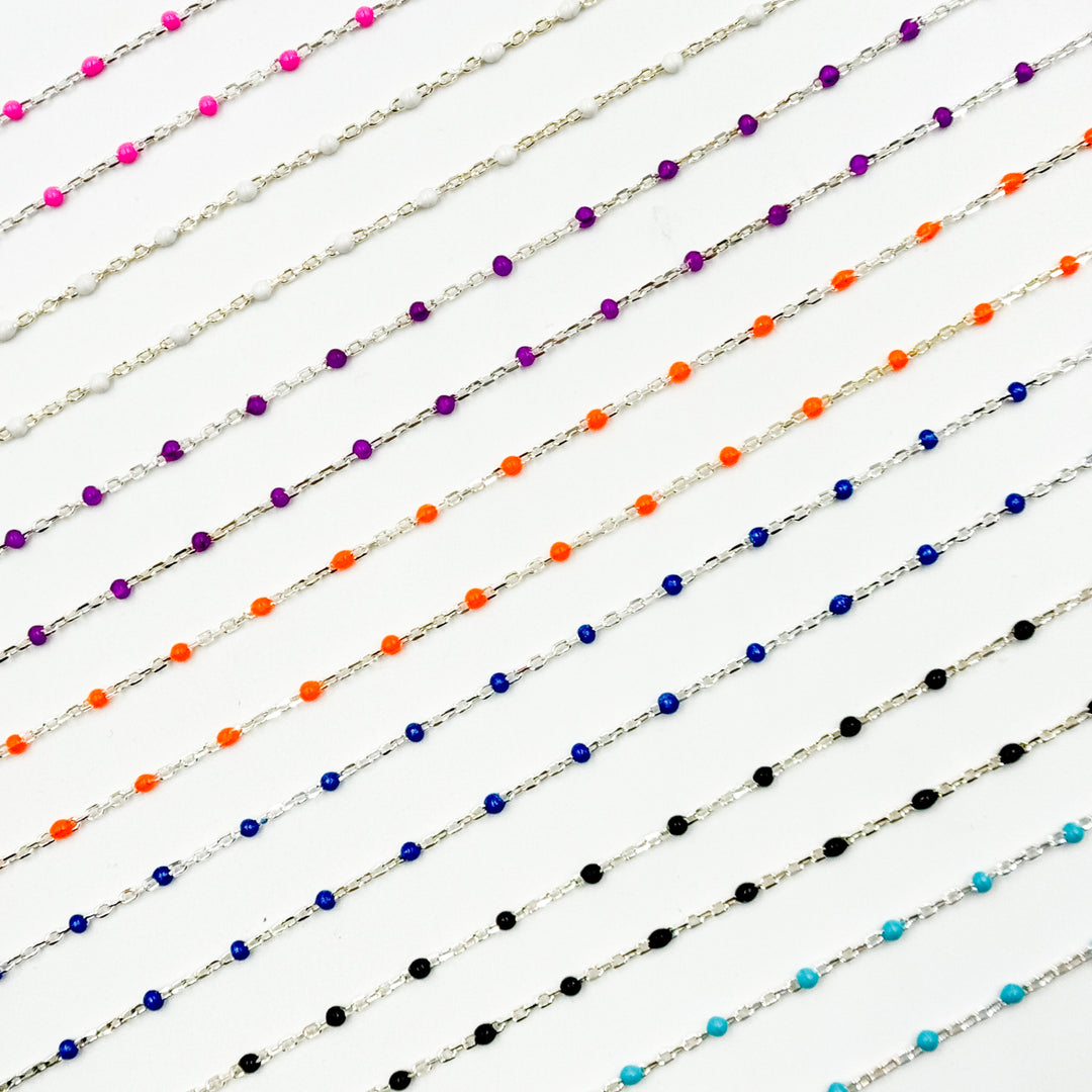 V203ENSS. Sterling Silver Enamel Chains