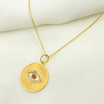 Load image into Gallery viewer, 14K Solid Gold Charm. Circle Pendant with Diamonds and Blue Sapphire. GDP338
