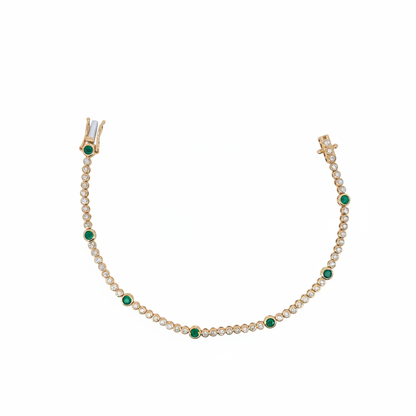 BTL65393EM. 14k Solid Gold Diamond and Gemstone Tennis Bracelet