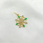 Load image into Gallery viewer, 14k Solid Gold Diamond and Emerald Square Charm. GDP626
