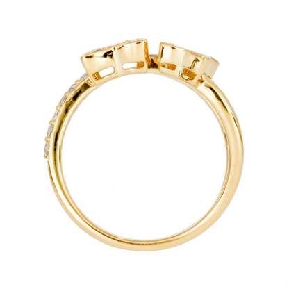 14K Solid Gold Diamond Flower Ring
