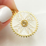 Load image into Gallery viewer, DP600A. Diamond Sterling Silver Round Compass Enamel Pendant
