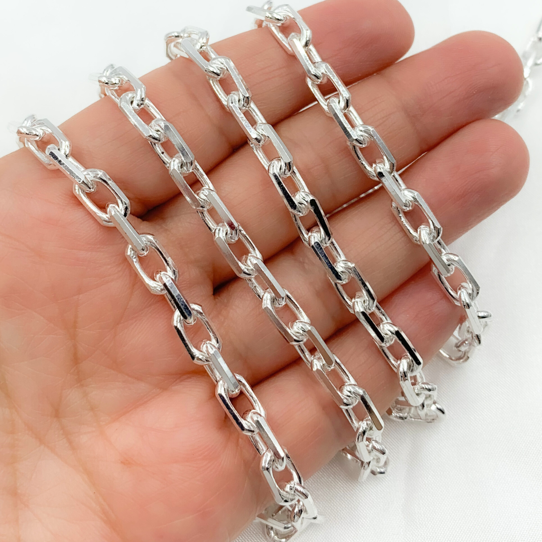 925 Sterling Silver Diamond Cut Oval Link Chain. Z102SS