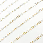 Load image into Gallery viewer, XM/1003K/SP. 14K Gold Filled and Sterling Silver Knurled Link Chain – Long &amp; Short Pattern