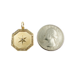 Load image into Gallery viewer, 14K Solid Gold with Diamonds Octagon Shape with Star Charm. GDP20
