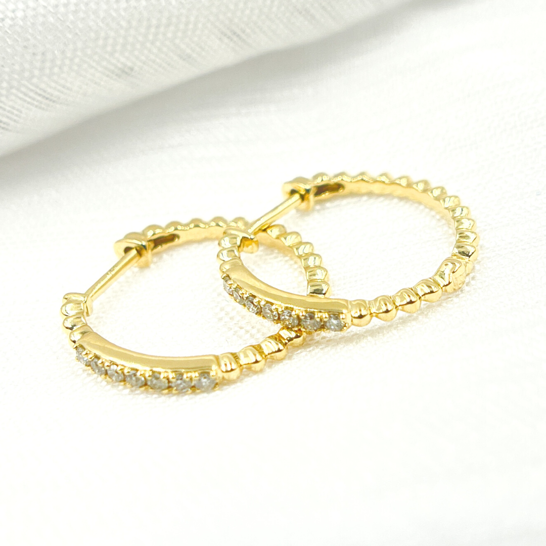 EHC56711. 14K Solid Gold Diamond Hoop Earrings