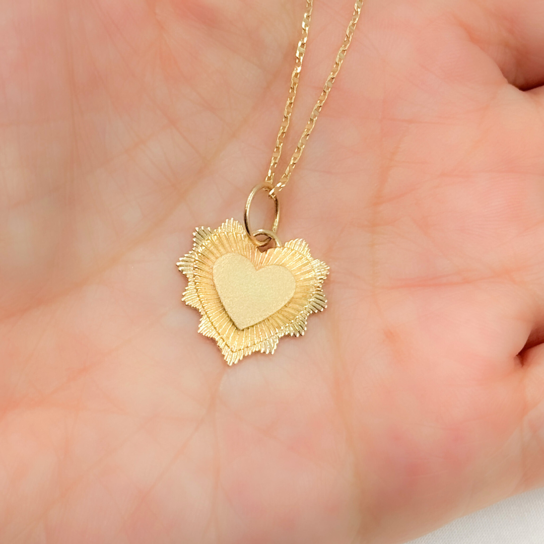 14K Solid Gold Heart Charm. GDP556