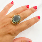 Load image into Gallery viewer, DE018. Diamond Sterling Silver Labradorite Oval Ring
