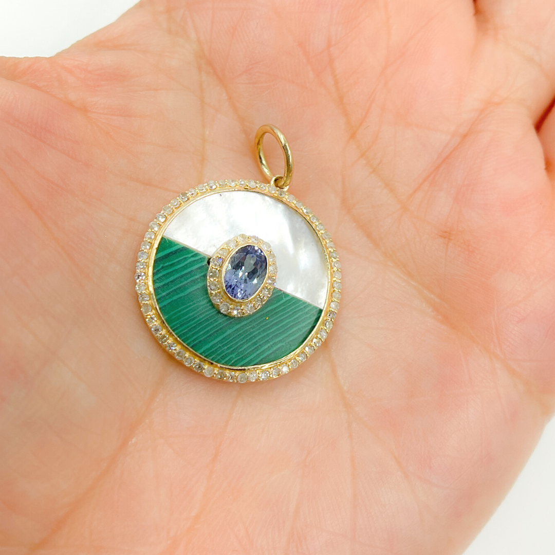KG124. 14K Solid Gold Round Pendant
