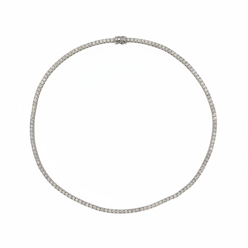 NFP71363. 14K Solid Gold Diamond Tennis Necklace