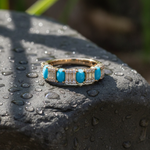 Load image into Gallery viewer, RAF01372TQ. 18K Solid Gold Diamond &amp; Turquoise Ring
