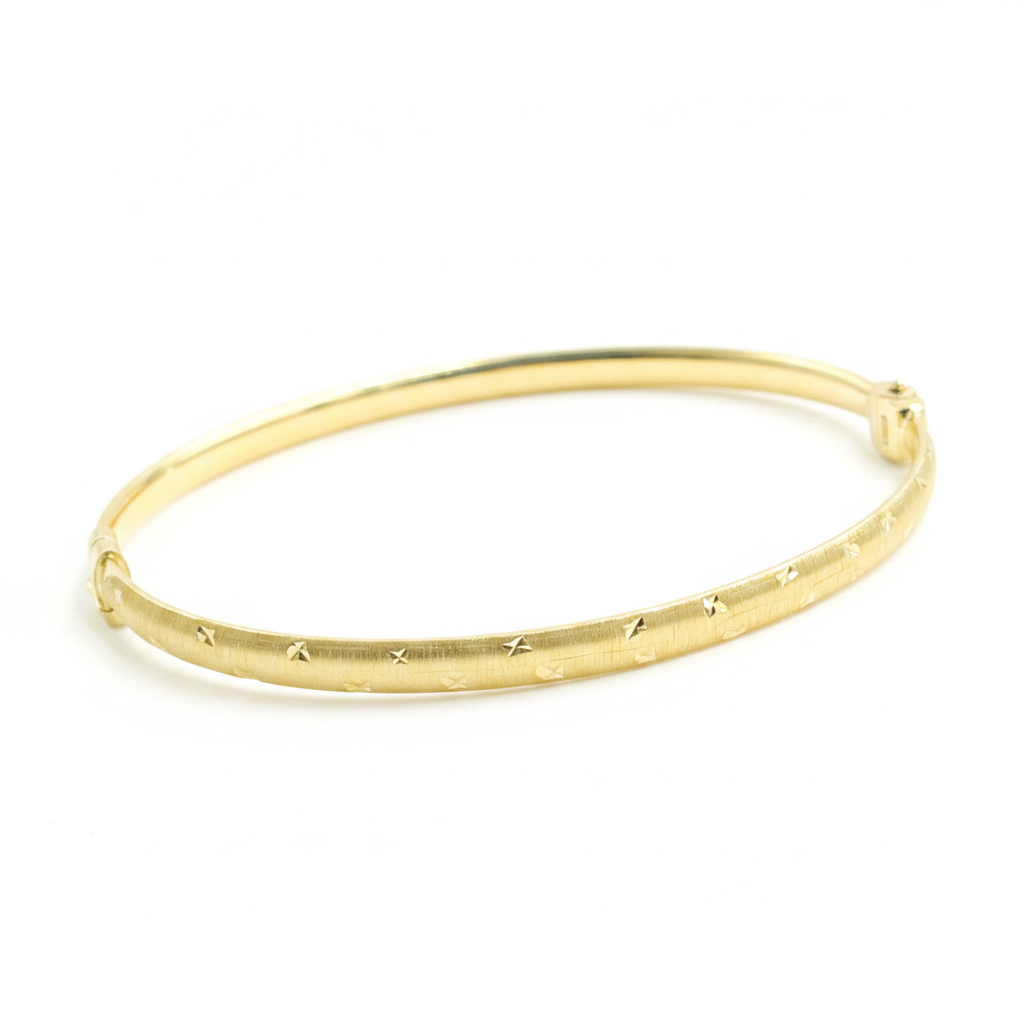 Bangle17. 14K Solid Gold Matte Textured Bangle