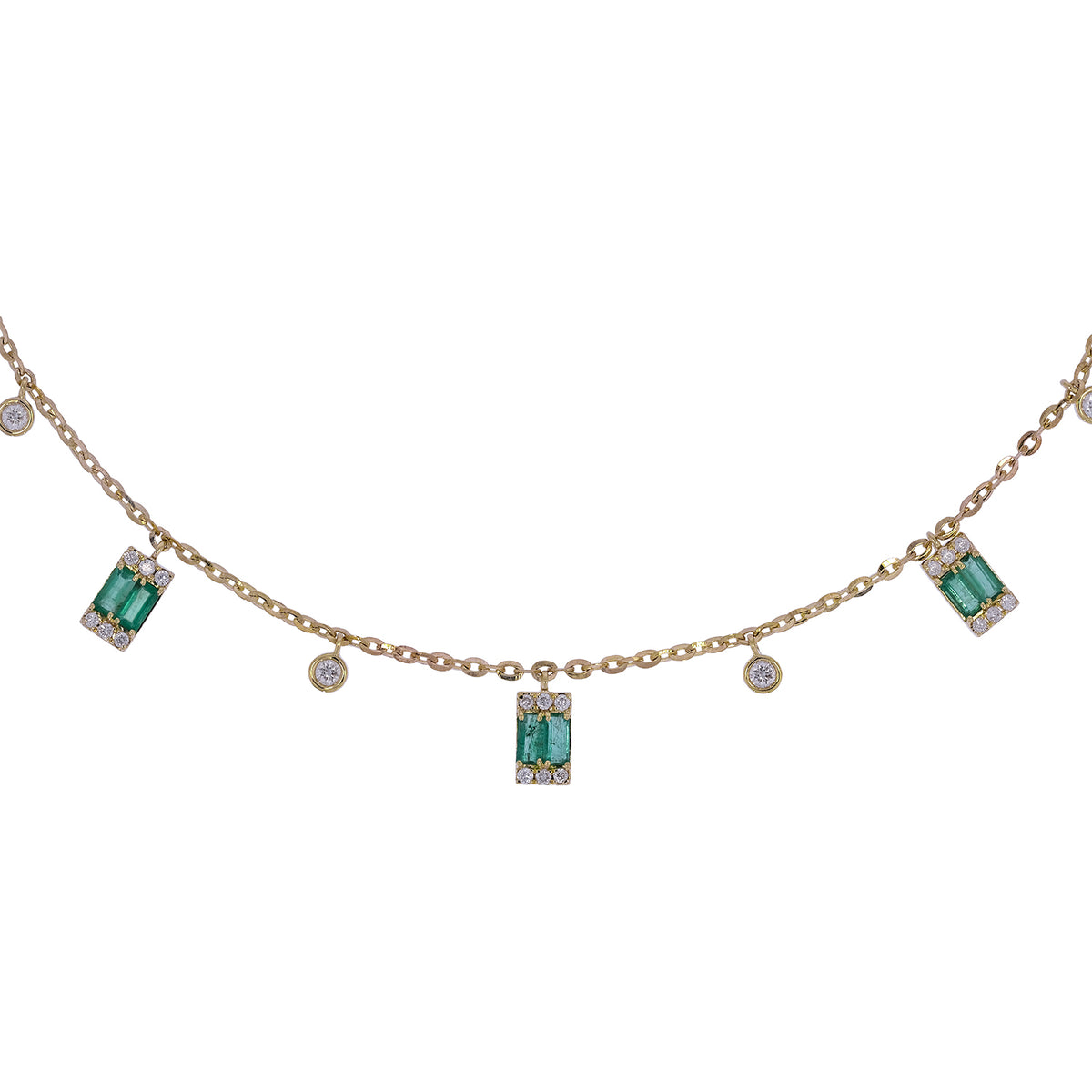 CN96316. 14K Solid Gold Gemstone and Diamond Dangle Necklace