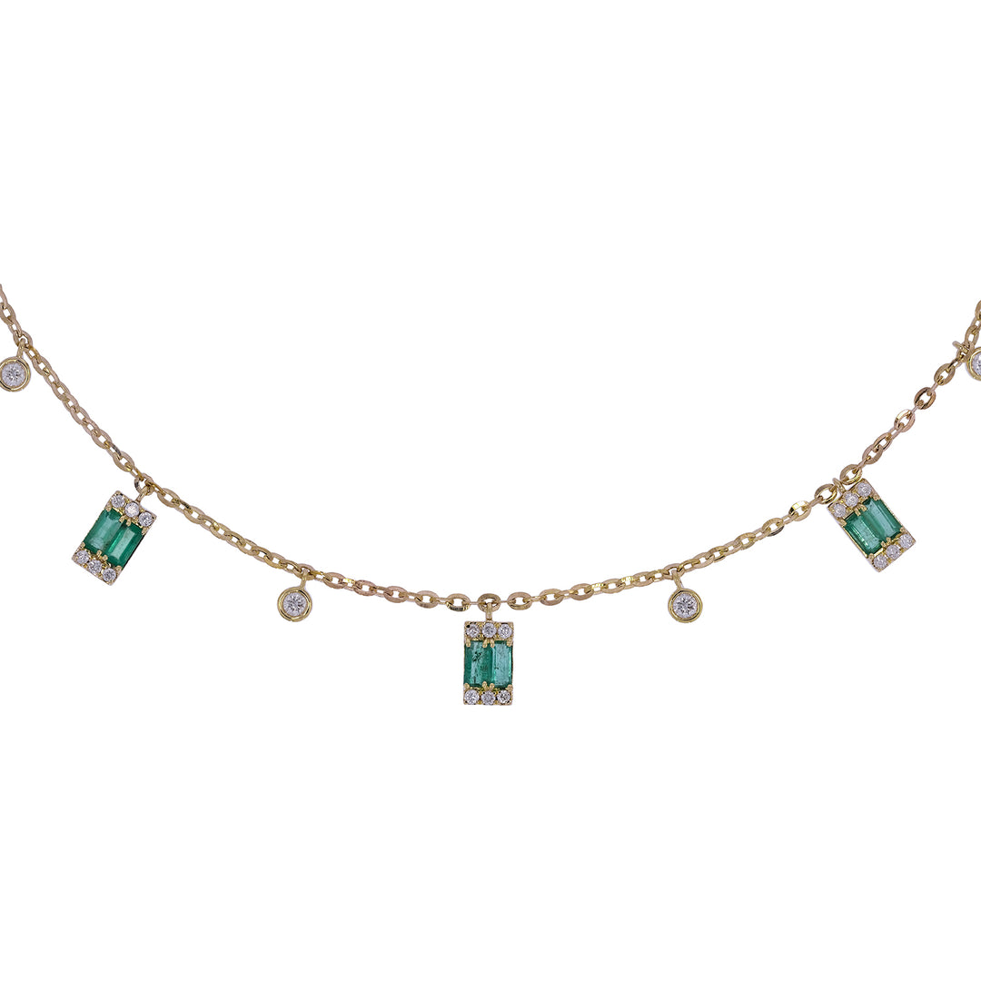 CN96316. 14K Solid Gold Gemstone and Diamond Dangle Necklace