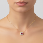 Load image into Gallery viewer, NT405922. 14K Solid Gold Octagon Gemstone Fancy Tiny Necklace