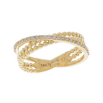 Load image into Gallery viewer, 14K Solid Gold Diamond and Beaded Bands Ring. DRN01480
