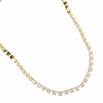 Load image into Gallery viewer, NFP71428. 14K Solid Gold Diamond Baguette Squares Necklace